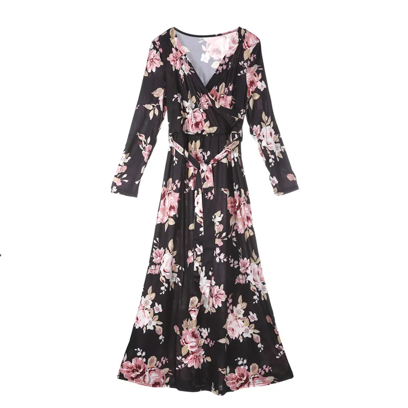 Платье женское длинное с длинным рукавом и цветочным принтом|long maxi|maxi dress womenmaxi |