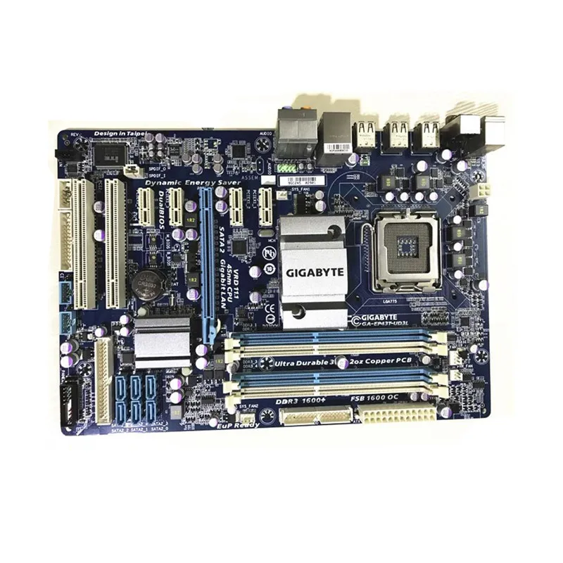 Для Gigabyte GA EP43T UD3L оригинальная б/у рабочего стола материнской платы P43 LGA 775 DDR3 SATA2