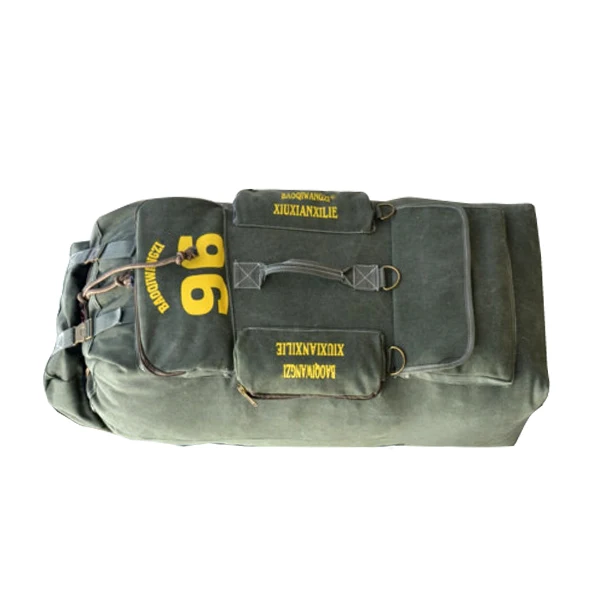 Army green Многоцелевой Холст туда и обратно-это кросс-сумка Сумки из натуральной кожи, 97L очень большой вместительности рюкзаки Прочный Холст Дорожная сумка - Цвет: Army green
