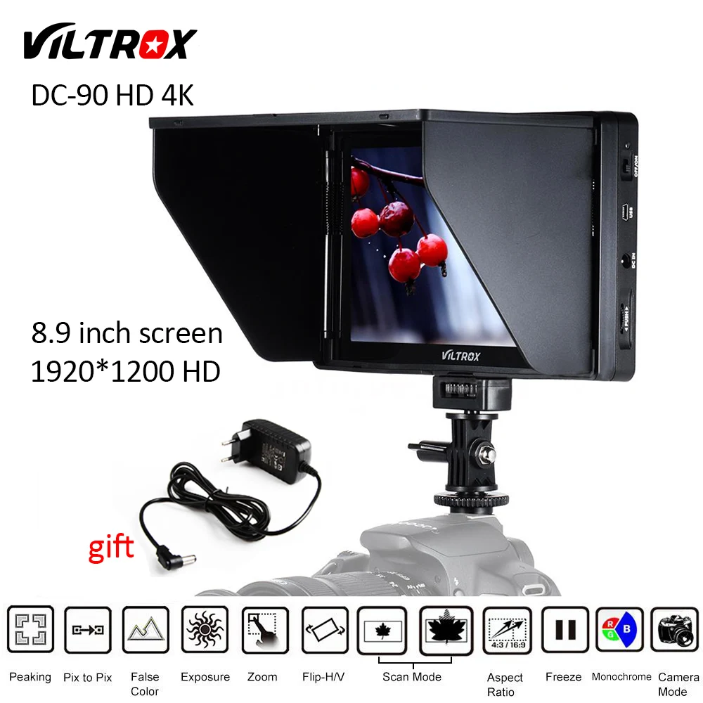 Viltrox DC-90 HD 8,9 ''1920x1200 пикселей ЖК HDMI AV вход 4K камера видео монитор дисплей для Canon Nikon Olympus DSLR BMPCC