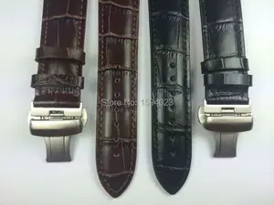 Ремешок для часов T086407 из натуральной кожи, серебристая застежка-бабочка, 22 мм (Пряжка 20 мм), черный коричневый