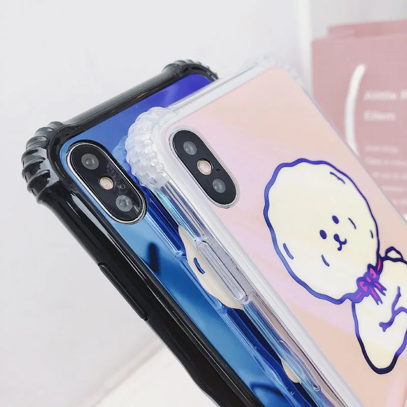 EVANKALX 4 angle Anti-knock Case for iPhone 7 X Blue light Dog Back Cover Phone Cases For 6 6S 8Plus |