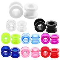 pair acrylic ear stretchers plugs tunnels piercing colorful hollow screw fit ear gauges piercing ear flesh expander body jewelry