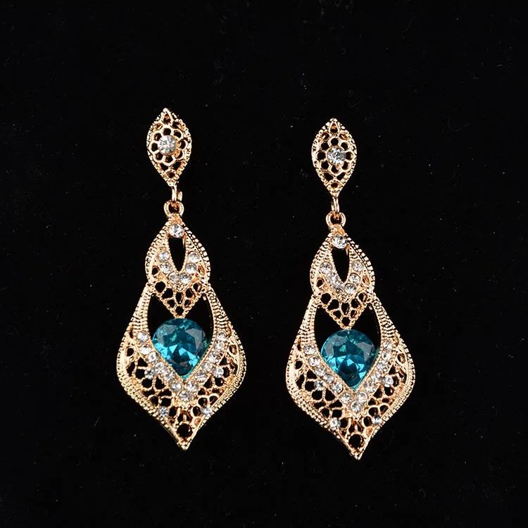 Женские серьги подвески в этническом стиле Винтажные золотого цвета с фианитами