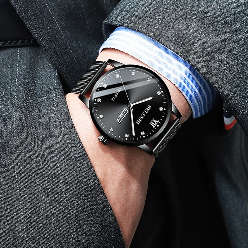 2019 мужские часы Топ люксовый бренд Мужские Бизнес Кварцевые классические