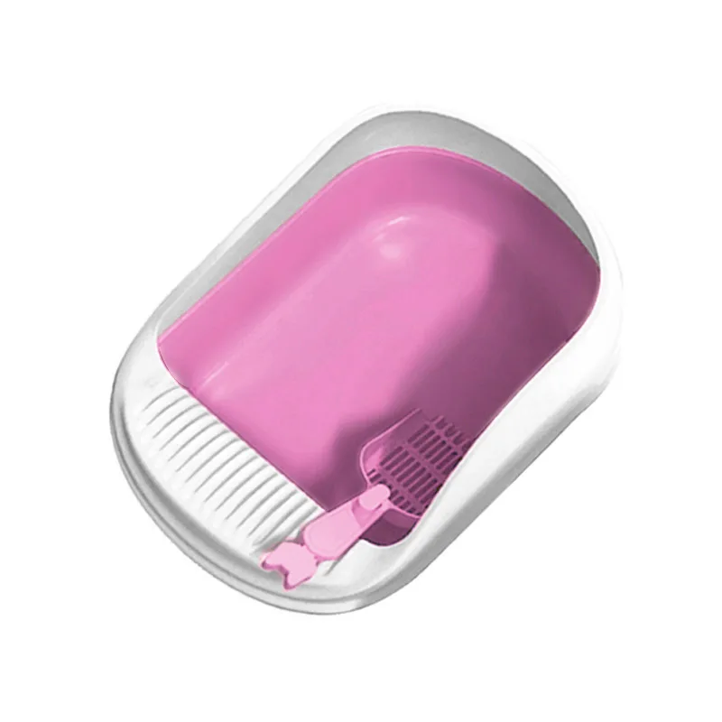 Pink Изделия для домашних кошек твердый съемный полузакрытый герметичный кошачий песочный контейнер для туалета - Цвет: Pink
