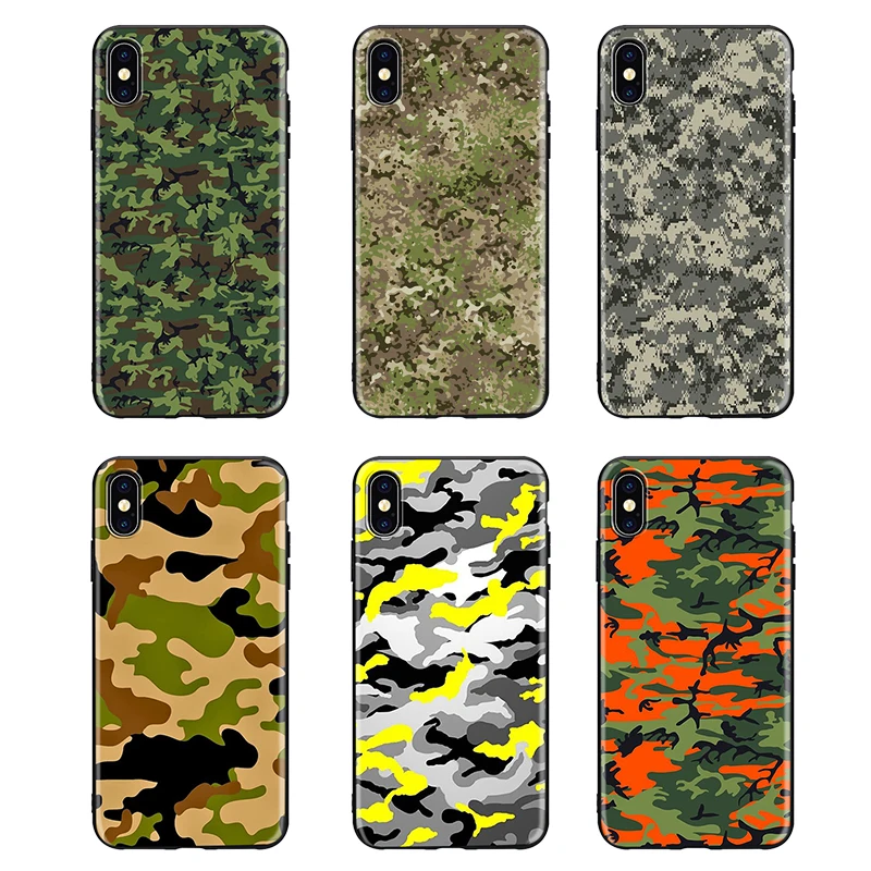 Камуфляжный военный армейский цветной милый чехол для телефона Apple iPhone X XR XS MAX 7 8
