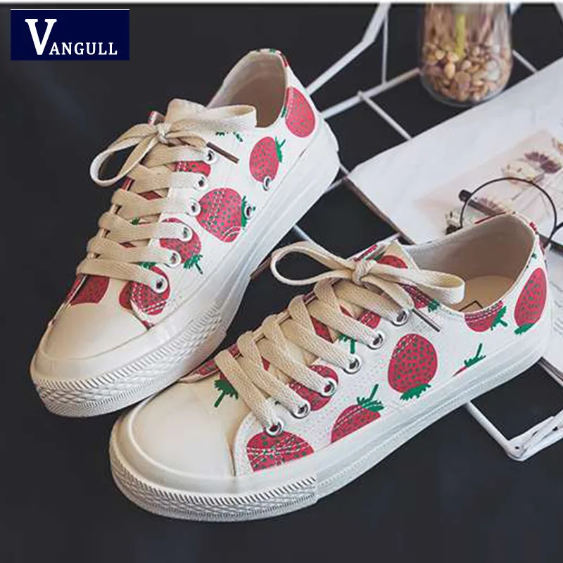 Vangull 2019 весенние женские холщовые туфли клубничного цвета с высоким верхом дикие