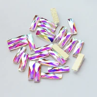 non hotfix crystal rhinestones long strip nail art crystal ab strass flatback stones 10pcs diy 3d gems decoration