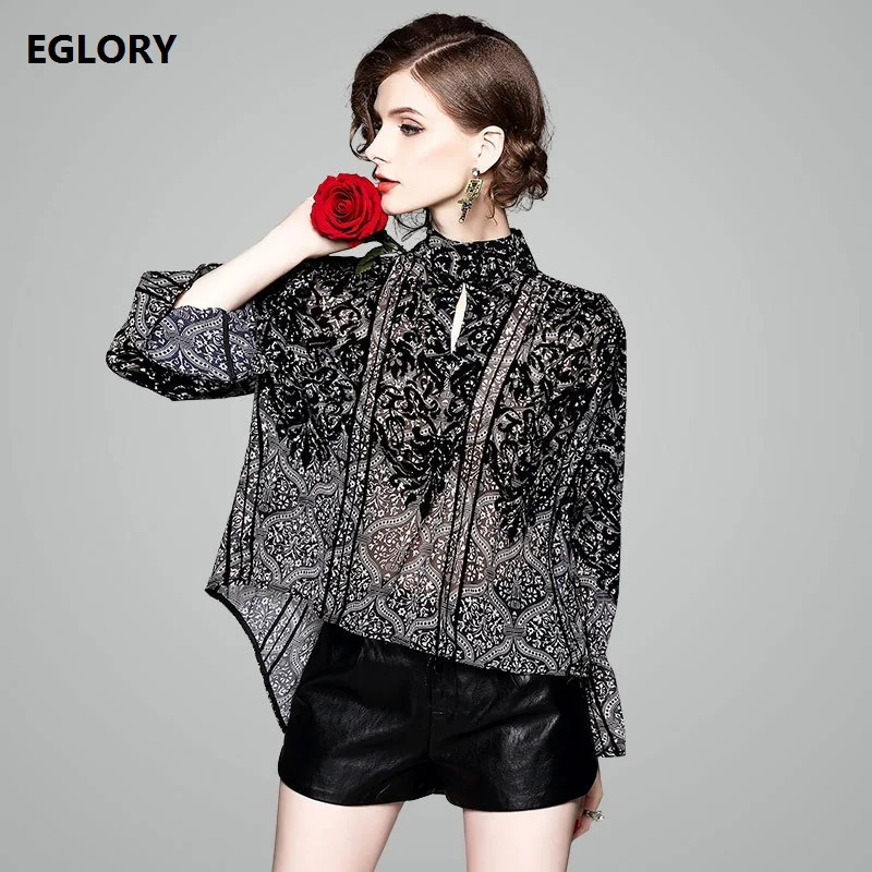 Винтаж принт Блузки для малышек Новый 2018 весна свободные Топы корректирующие Для