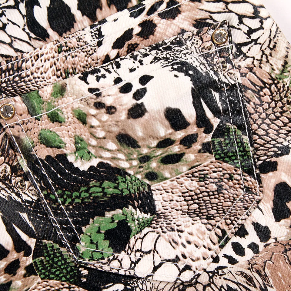 Италия Весна Лето Стретч Тощий Женщины Тонкий Карандаш Джинсы Цветочный Хлопок