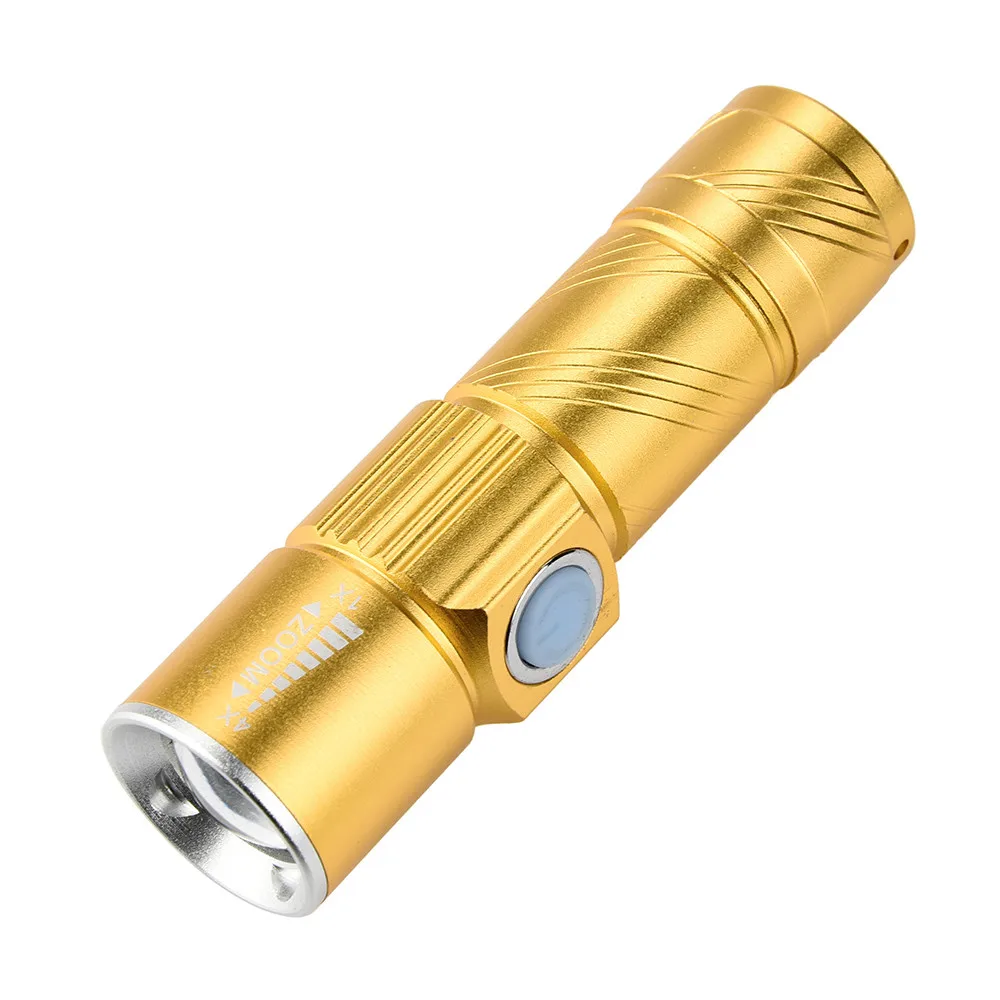 Gold Профессиональный USB Перезаряжаемый светодиодный фонарик для велосипеда водонепроницаемый+ Набор держателей из алюминиевого сплава прочный 3 режима 200 м 20 - Цвет: Gold