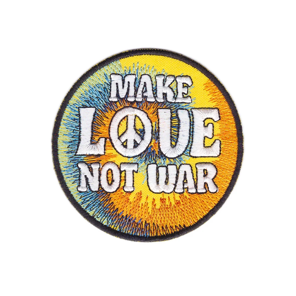 

Make LOVE Not War Peace Embroidered Hippie Iron On Jacket Patch Applique New
