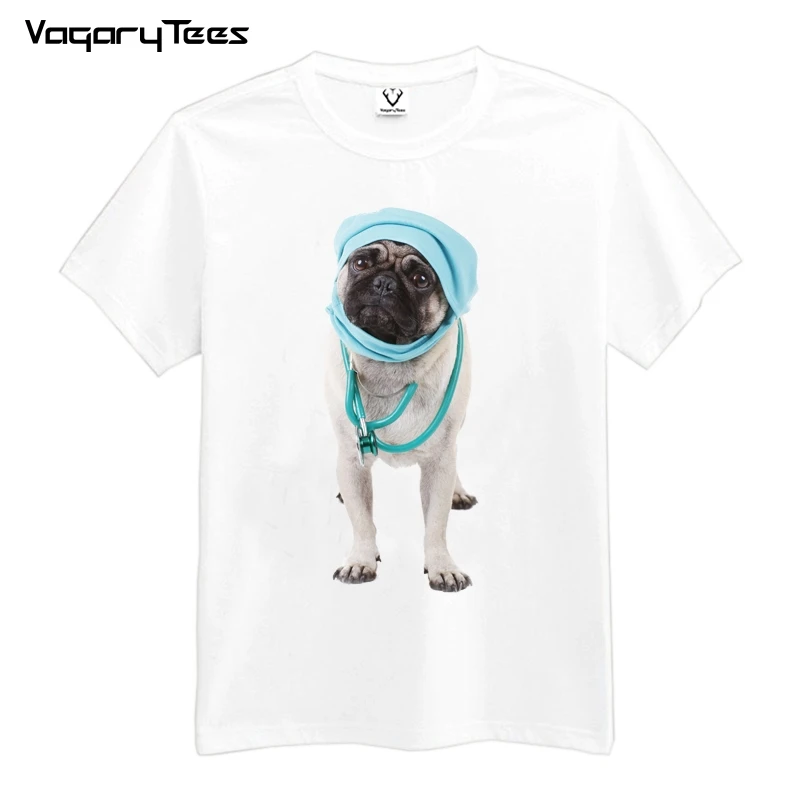Мужская забавная футболка Trust Me I'M A DOGTOR 3D мопс собака доктор с принтом | Мужские футболки -32897699469