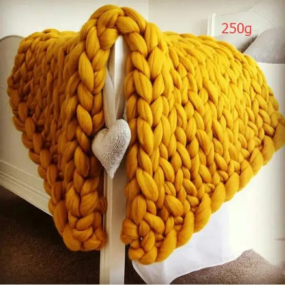 yellow 250g DIY толстая пряжа супер толстая мериносовая шерсть массивная Пряжа Шерстяная фитильная пряжа для прядения ручного вязания одеяло для ручного вязания Новинка - Цвет: yellow 250g