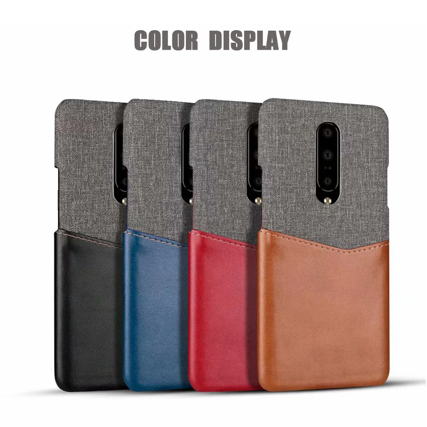 Luxury Cloth Skin PU Leather Phone Case Soft Fabric Thin Light Card Slots Holder Wallet Back Cover for Oneplus 7 Pro 6.41&quot 6.67&quot |