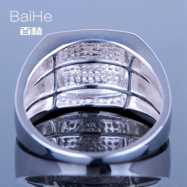 BAIHE Solid 14 K белое золото(AU585) 0.45CT сертифицированные H/SI круглые ограненные настоящие бриллианты свадебные мужские модные ювелирные изделия кольцо