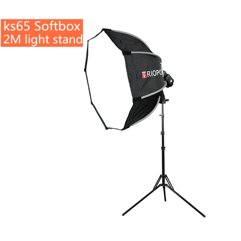 

TRIOPO ks65 65cm Flash Speedlite Softbox Portable Outdoor Octagon Umbrella Softbox With 2m light stand for ptoto studio