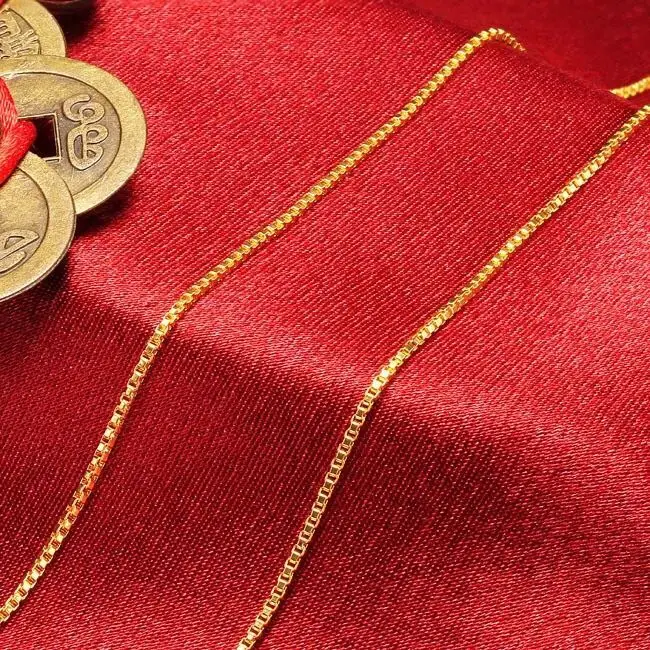 MxGxFam(45 см* 1 мм) маленькие цепи и ожерелья для женщин 24 k цвет чистого золота ювелирных изделий Мода без свинца и никеля