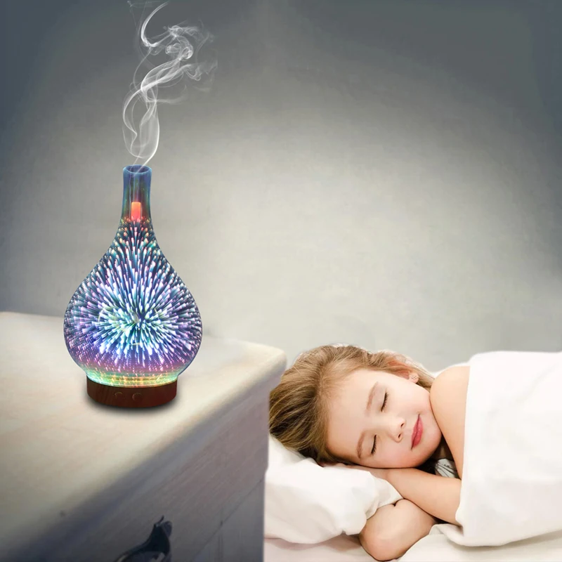 3D фейерверк светодиодный ночник увлажнитель воздуха стекло в форме вазы Арома