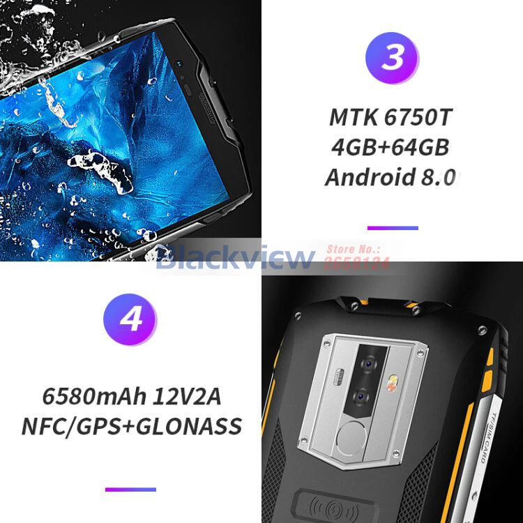 Быстрая доставка Blackview BV6800 pro Android 8 0 6580 мАч IP68 Водонепроницаемый 16MP NFC 5 7