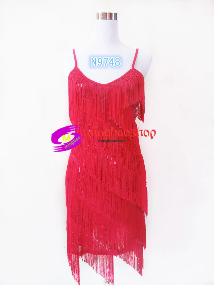 rose red Сексуальное латинское танцевальное платье с v-образным вырезом сверкающие блестки с кисточками, для латинских танцев танцевальный для бальных танцев костюмы на Хэллоуин дышащие и эластичные s m l - Цвет: rose red