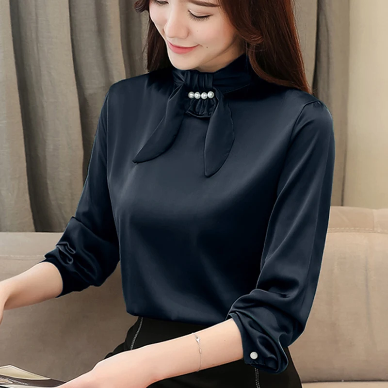 Blusas mujer de moda 2018 женская блузка шелковая рубашка с длинным рукавом весенняя и
