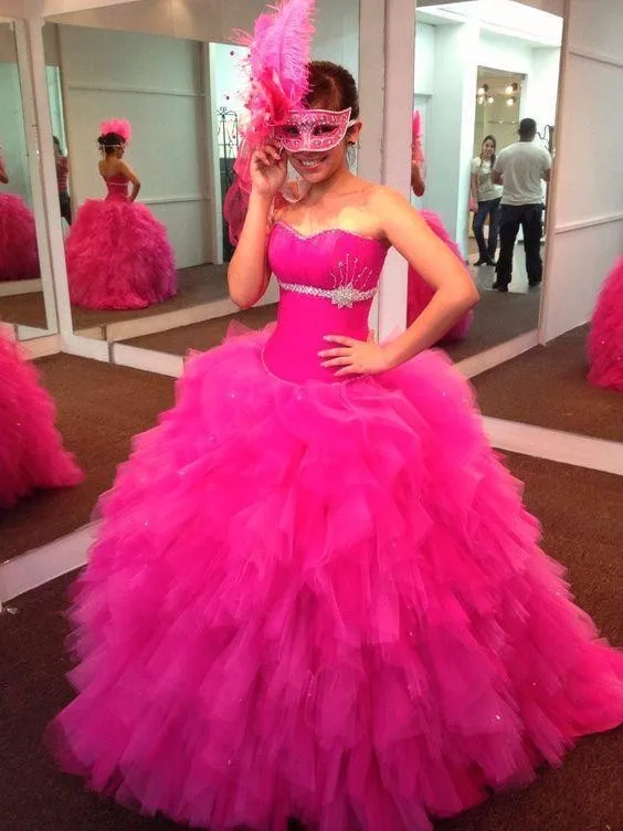 

Hot Sale Ball Gown Sweetheart Off The Shoulder Tulle Formal Long Prom Paty Quinceanera Dresses