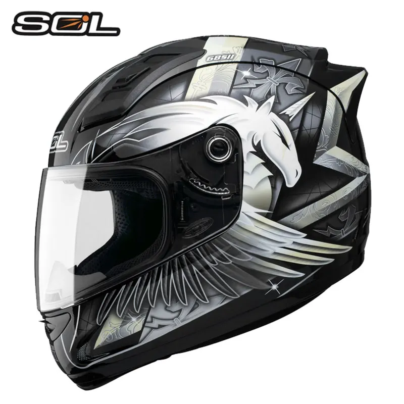 SOL moto rcycle шлем полное лицо шлем индивидуальность Единорог для мужчин и женщин мото гоночный велосипед точка одобрить Мото шлем 69S - Цвет: 4