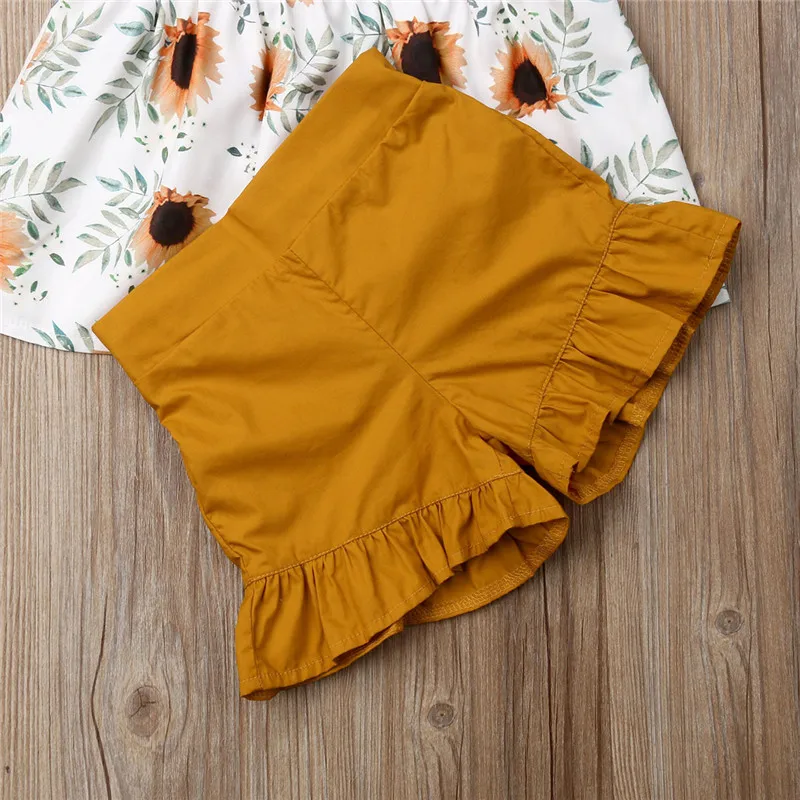 Комплект из 2 предметов топы с цветочным рисунком для маленьких девочек платье