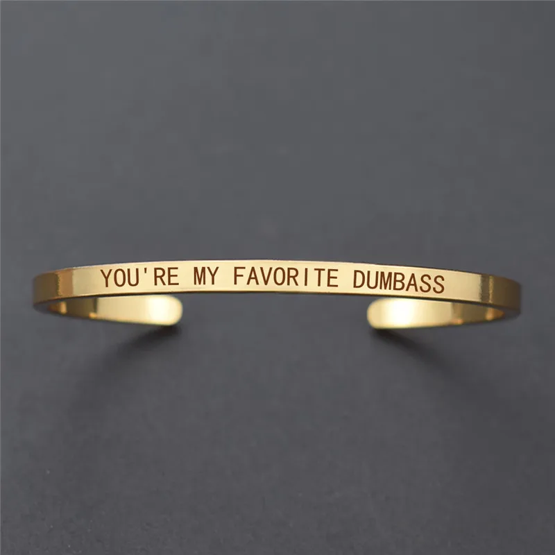 GOLD Браслет для пары YOU'RE MY FAVORITE с гравировкой, персонализированный Браслет-манжета, женские модные ювелирные изделия, подарок на День святого Валентина для влюбленных - Окраска металла: GOLD