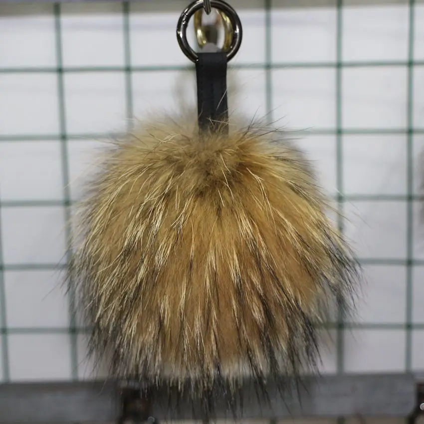 2016 Бренд новый дизайн Shoulderbag натуральный мех мяч брелок помпоном енот цепи