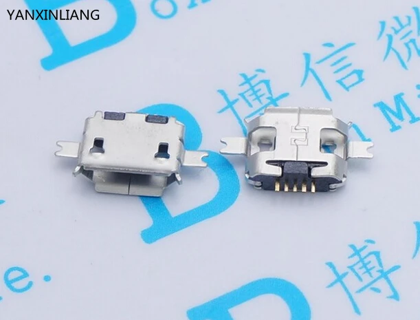 

100pcs Micro connector heavy plate 1.0 SMD 2 feet Mini usb connector 5P female Tablet charging seat Mobile phone charging socket
