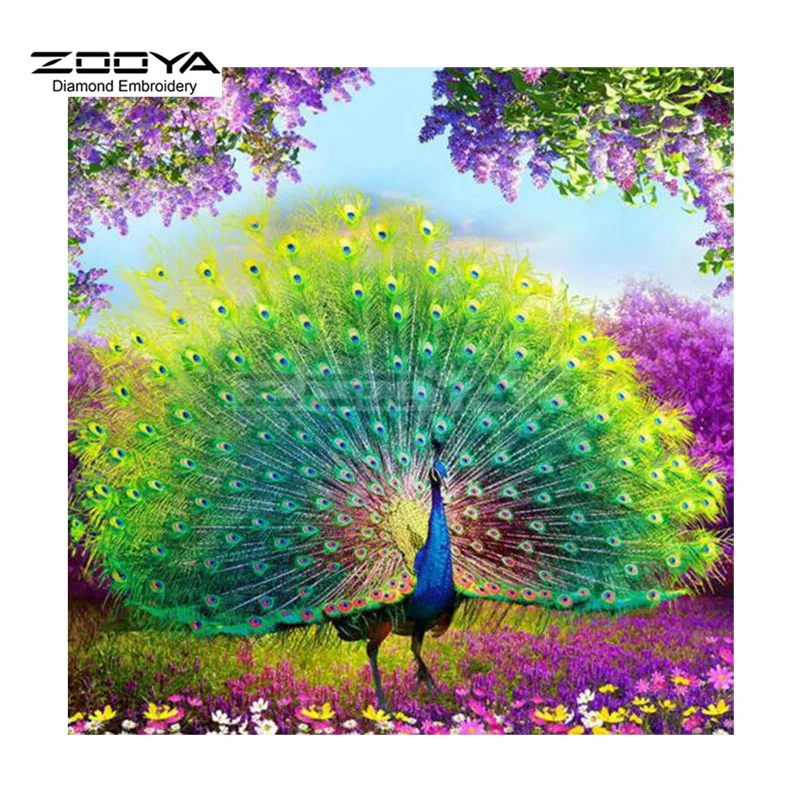 ZOOYA Алмазная вышивка сделай сам алмазная живопись с красивым павлином животное