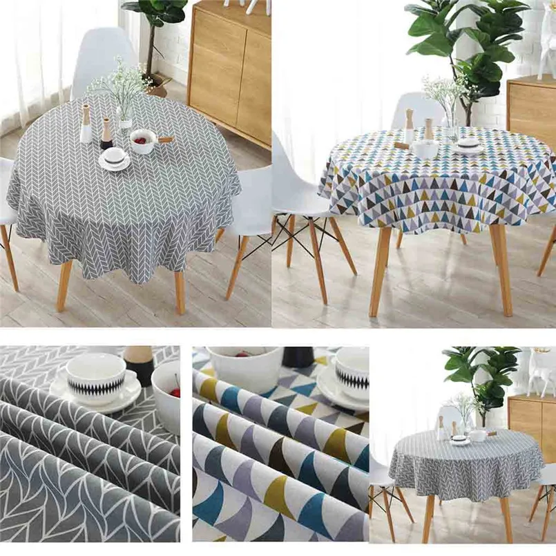 Новая круглая цветная скатерть из хлопка и льна для дома сада кухни столовой