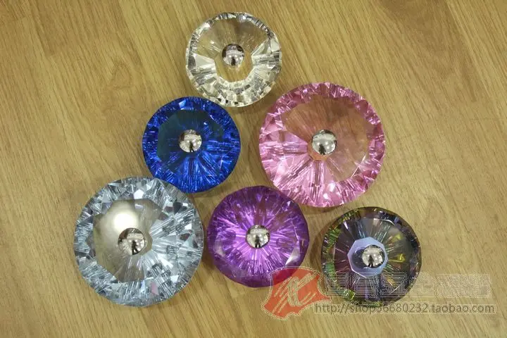 

1 Pair 60mm K9 Glass Colorful Crystal Furniture Handle Drawer Pull&Cabinet Handle&Knobs (Diameter:60mm)