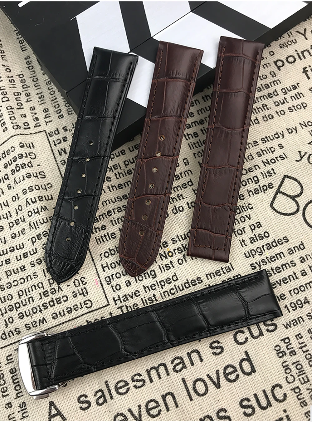 18/19/20/21/22mm High Quality Italian Cowhide Bamboo Grain Watch Strap Folding Buckle Replaceable Belt Special for Omega Watch