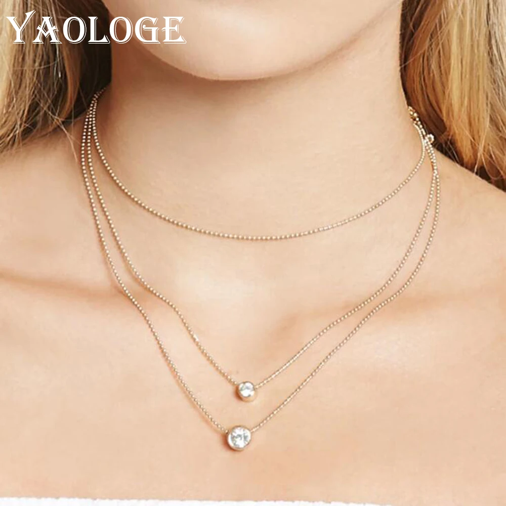 Женская Цепочка Из Бисера YAOLOGE три слоя стразы в стиле ретро|Ожерелья с подвеской|