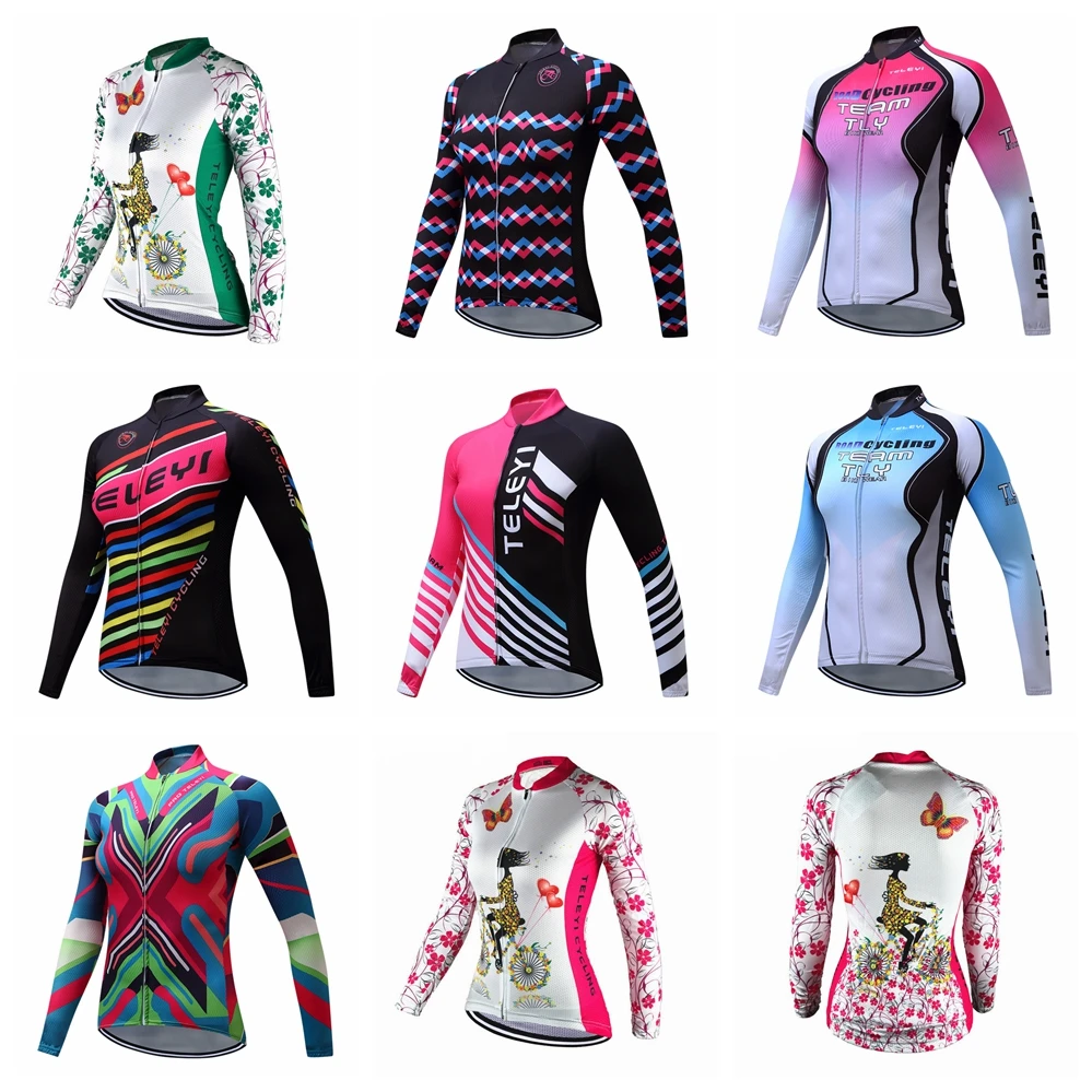 

cycling jersey Women Bike jersey long sleeve Female MTB Top Pro Team Ropa Ciclismo Maillot Riding Shirts Breathable Pink Blouse
