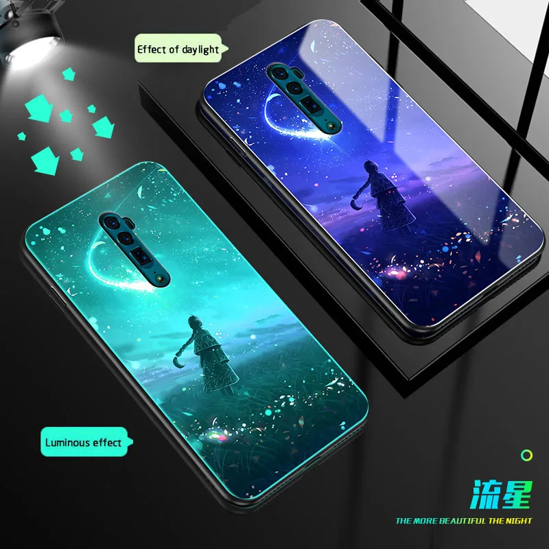5 Чехол в виде светящегося стекла для OPPO Reno 10x Zoom Reno Z закаленное стекло задняя крышка для OPPO A9 A9X F11 R19 ночной блеск чехол для телефона Coque - Цвет: 5
