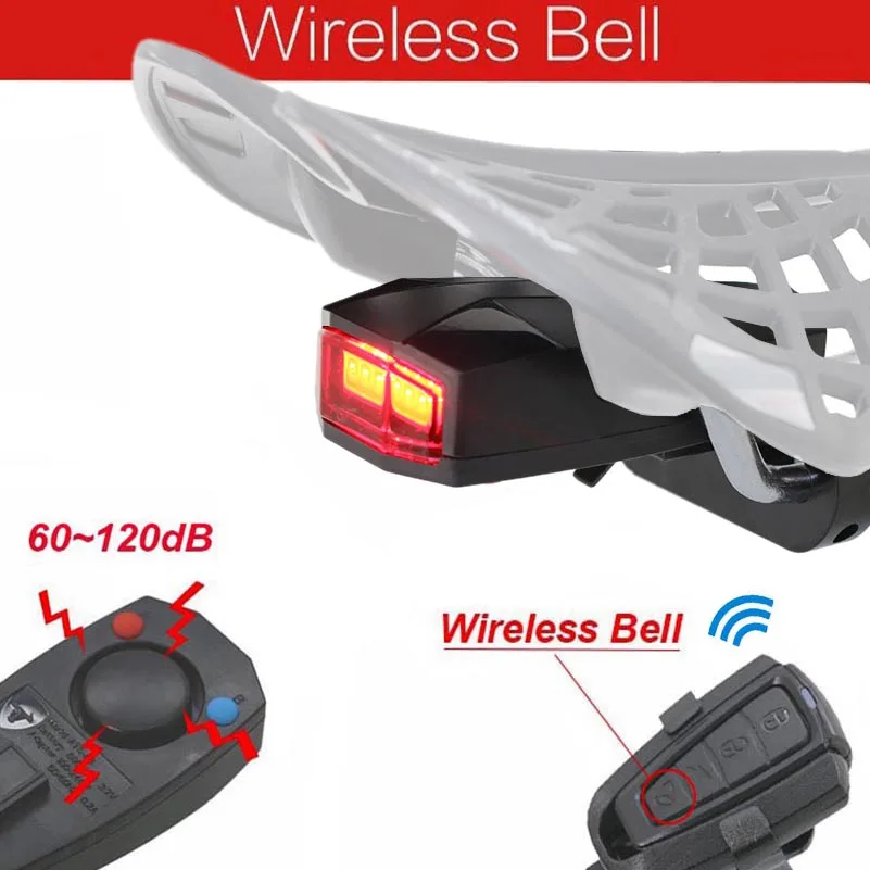Wireless Electric Cycling Bell light Bicycle Alarm Light Cycling Taillight horn LED Anti-theft Remote bike Accessories