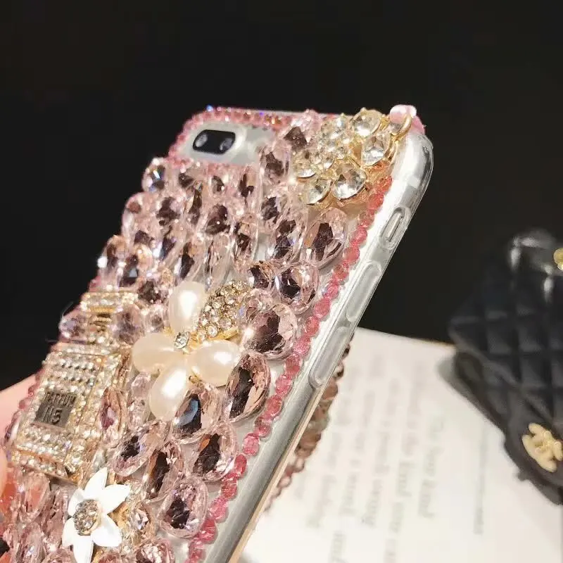 

XINGDUO Glitter Crystal diamond Flower shell for Redmi note 4 7 4X Jewelled Perfume bottle case cover for Xiaomi 4S 5 5S 6 6X