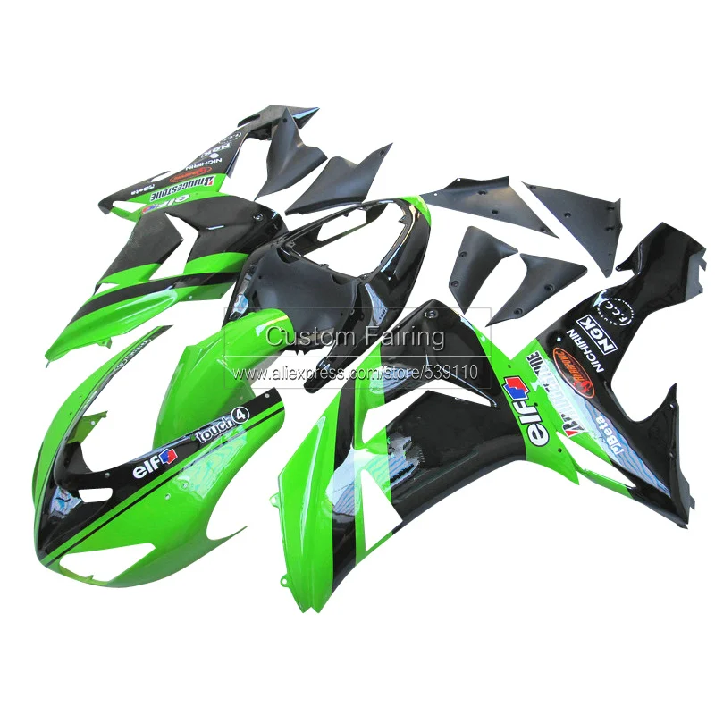 Поп Обтекатели для Kawasaki ZX10R zx * 10r 2007 2006 Ninja черный 07 06 зеленый обтекатель ZR22|Полные