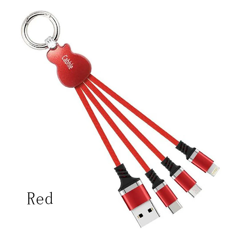 

Smart data cables three-in-one charging line Type-C IOS micro usb Interface Fashion Art Guitar Appearance Design LED indicator