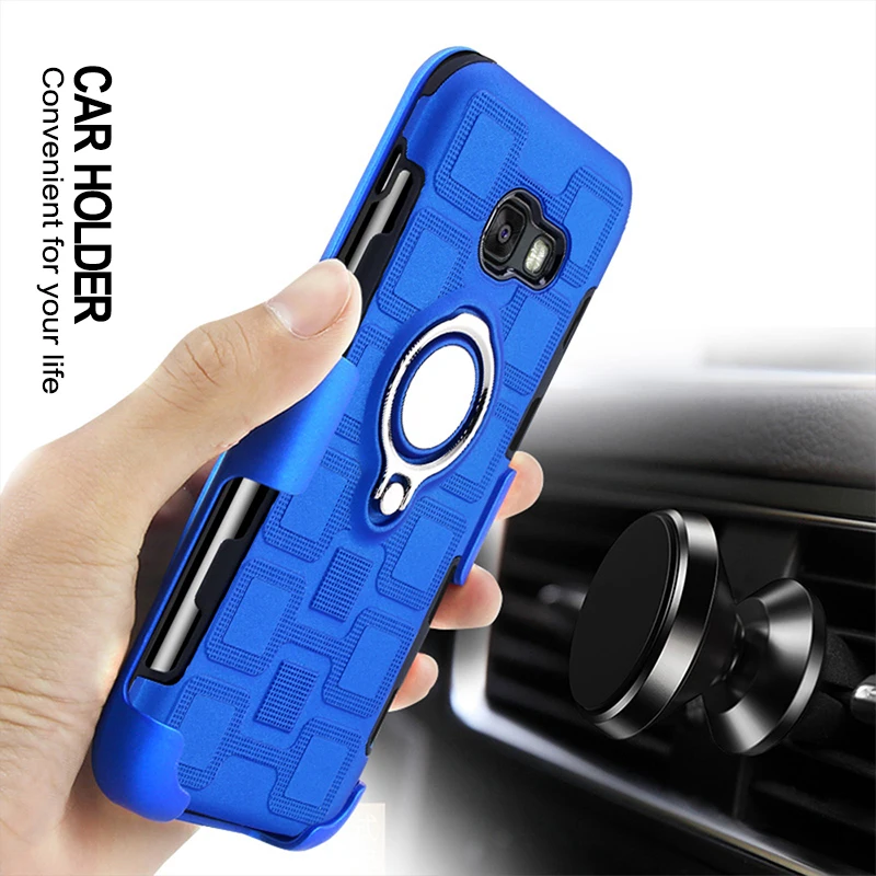 Roc Joan Matte Ice Feel Case For Samsung Galaxy A7 2018 A5 2017 Armor Metal Ring Car Holder Shock Proof Silicone PC Coque |