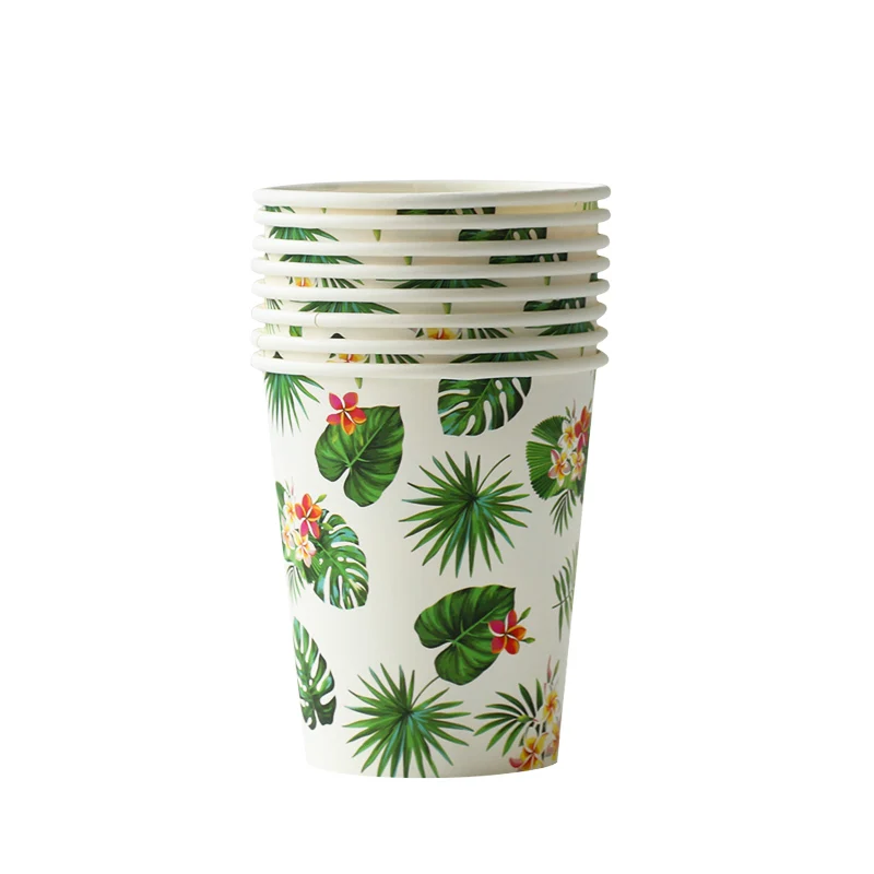 44/69pcs Summer Tropical Party Aloha Theme Decoration Green Palm Flamingo Disposable Tableware Wedding Birthday Party Supplies
