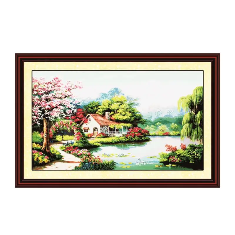 

Spring Stunning Cross Stitch Kit, Small Villa Villa Farm Stitching Furniture Fabric Sewing Wall Dramatic Living Room