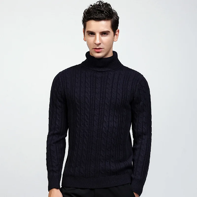 

2020 New Arrival Pullovers Regular Turtleneck Cotton Thick Coarse Wool Casual Sweater Mens Sweaters Pullover Men Sweter Hombre
