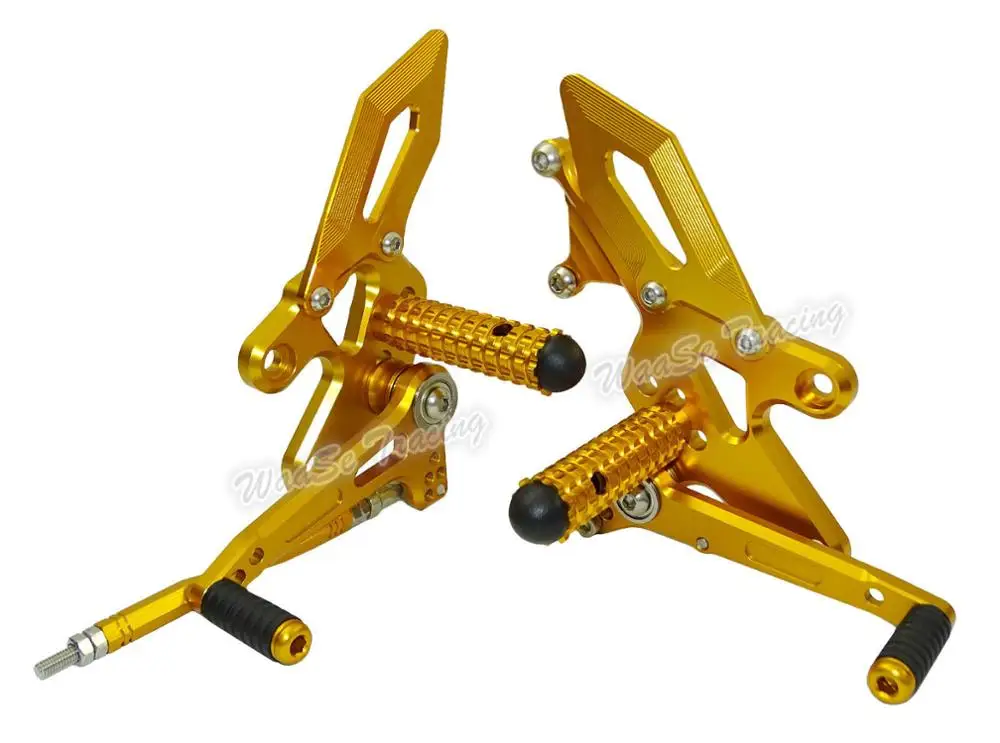 Мотоцикл Регулируемый Rider задние наборы Rearset подставка для ног колышки для Kawasaki Ninja 250 300 EX300 Z300 2013 - Цвет: Gold