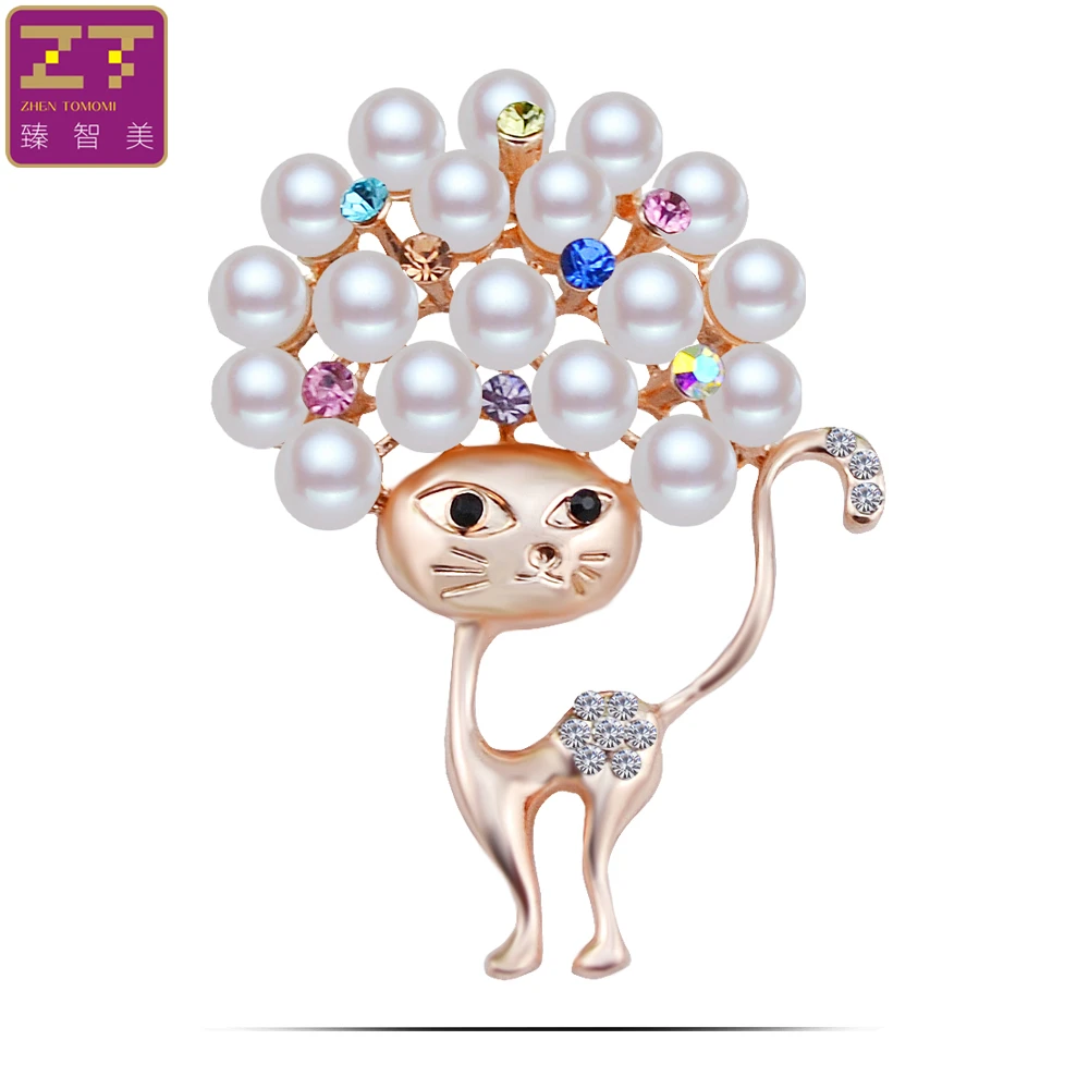 Zhen томоми пирсинг озорной милый Кот Имитация-жемчужина кристалл шарф пряжки